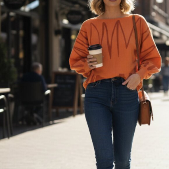 Sweaters - Modern Abstract One Shoulder Pullover Sweater